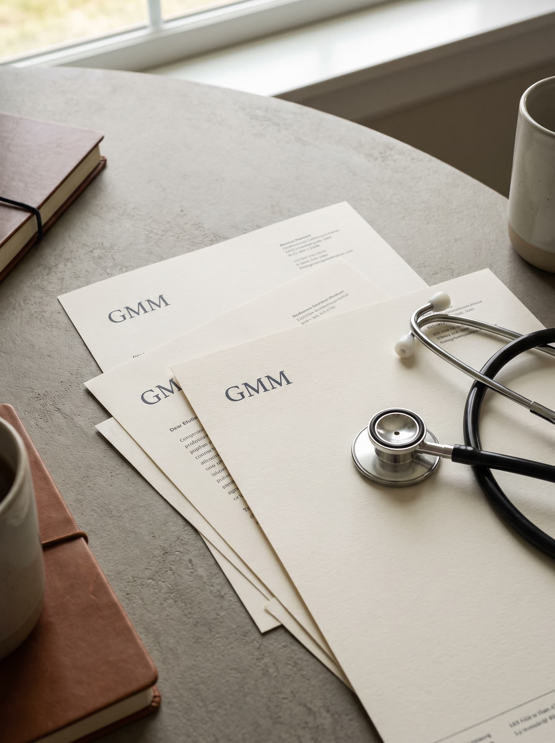 Documentación médica y estetoscopio para evaluar Gastos Médicos Mayores